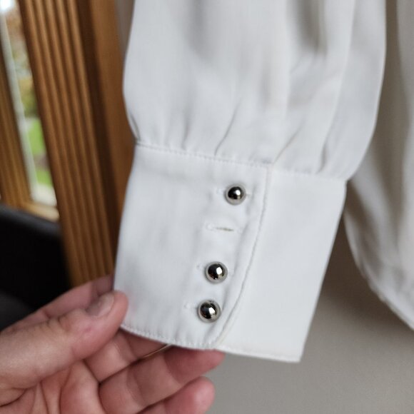 White House Black Market Sequin Layered Sweater Over Cream Blouse Size Small - Picture 10 of 14